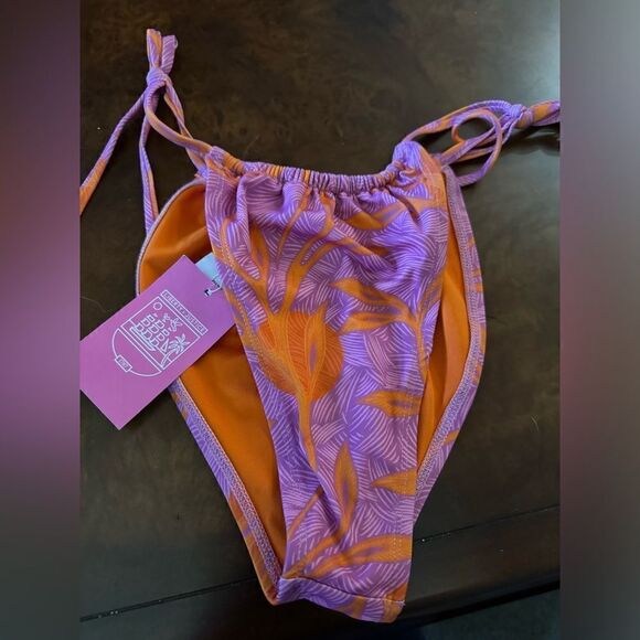 Liberty Justice The Miata String Bikini Bottom Grotto Pink Orange Print NWT L - Picture 4 of 8
